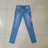 Jual celana panjang jeans bordir size 27 28 29 30 strech soft jeans murah Murah