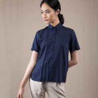 A10981 KEMEJA WANITA AVA TOP NAVY