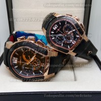 Jam Tangan Couple Aigner Palermo Rosegold Black Leather