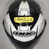 (Dijamin) HELM INK CL MAX MOTIF #3 WHITE SILVER GUN METAL FULL FACE