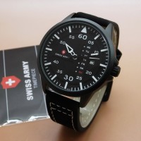 Jam Tangan Pria Cowok Swiss Army Original Box Kartu Garansi Tali Kulit