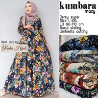 Murah Kumbata Maxi Dress Gamis Muslim Jersey Super Umbrella XXL