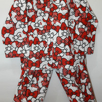 baju tidur/piyama katun jepang anak perempuan hello kitty merah