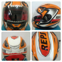 Helm KYT Repsol Air Brush Modif Sendiri Full Face (Bekas)