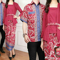 couple kebaya muslim ziana kutu baru + kemeja batik + rok lilit