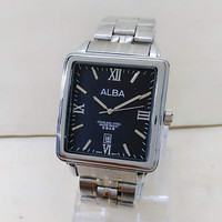 Jam Tangan Alba Tanggal Segi Rantai Silver Hitam