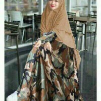hot deal model baju muslim gamis terbaru dan modern ARMY SYARI BROWN