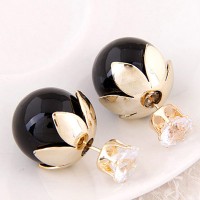 Anting Korea Dior Flower Crown Black Cantik Lucu