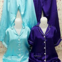 baju tidur piyama basic satin licin
