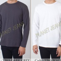 distro - baju kaos polos pria / polosan cowok tangan lengan panjang