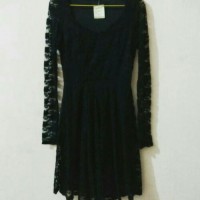 dress brokat lace long sleeve black