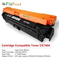Cartridge Toner Compatible HP CE740A 307A Black, Printer CP5225 CP5225