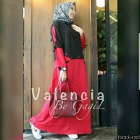 DeltaRN Maxy Valencia Hitam Gamis Wanita Kekinian Baju Muslim Wanita