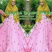DeltaRN Lolita Syari Pink Busana Muslim Pesta Modern Gamis Syar i Kek