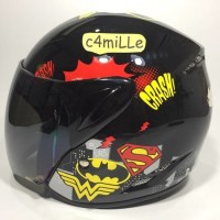 (Murah) HELM GM EVO TEEN HERO CUTE #3 BLACK HELM ANAK