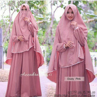 baju muslim wanita gamis wolfice cadar/azzahra dusty pink
