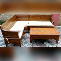 Kursi Meja Tamu Sudut Kayu Jati Minimalis Furniture Asli Jepara