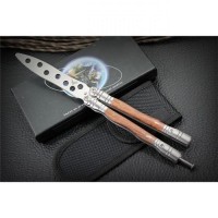 Butterfly Pisau Lipat Balisong Gagang Kayu