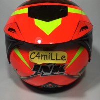 (Murah) HELM INK DYNAMIC MOTIF #1 RED FLUO YELLOW FLUO HALF FACE