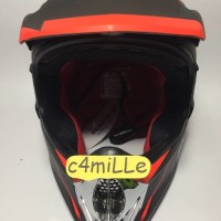 (Murah) HELM KYT CROSS PRO AVENGER GUN METAL MATT RED FLUO