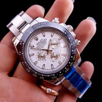 Jam Tangan Pria ROLEX Cosmograph Daytona Ring BLACK WHITE Dial SILVER