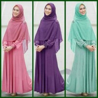 Gamis Hijab Maxi Dress Busui Cheris Oki 3 in 1 Dress Pasmina Bros