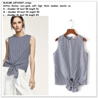 Baju Atasan Garis Stripe Hitam Putih Blouse Pita Wanita Korea Import
