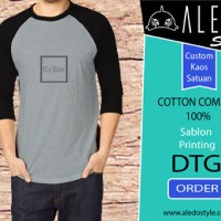 raglan 3/4 custom misty hitam/ kaos custom/ print dtg besar (a3)