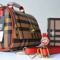GT - tas burberry yoyo list merah selempang