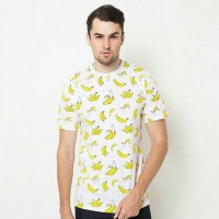 BAJU KAOS PISANG BANANA COWOK PRIA LENGAN PENDEK WARNA PUTIH KEREN HQ