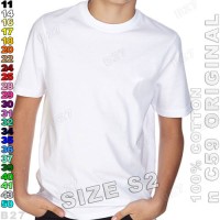 Size-S2 n C59 Original K5-14 Kaos Distro Polos Anak Cotton Putih