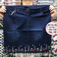 Jual Rok Jeans Big Size Import Bordir MERLY 2 Warna XL - 5XL Murah