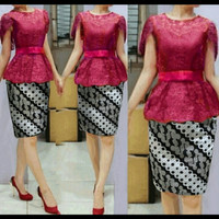 Dress Midi/Mini/Setelan Batik Combi Brukat/Brokat/Lace Cantik Modern