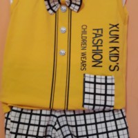 Setelan Baju Kensi (tak bertangan) Celana Joger Berdasi Bayi/Anak Laki