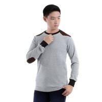 Kaos Lengan Panjang Pria polos warna kombinasi pundak siku (65D17)