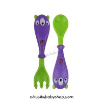 Jual Nuby Monster Fork & Spoon BPA FREE / alat makan bayi Murah