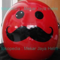 HELM XYZ BUBBLE Red Kumis (mirip BOGO)