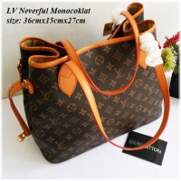 Tas Wanita Kualitas Import LV Neverful Kanvas Tas Pesta Buat Seserahan