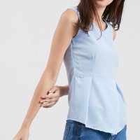 baju cewek pakaian wanita tank top you can see peplum biru clo113