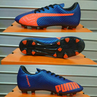 Sepatu Bola Puma Evopower Biru-Hitam list Oren Grade Ori