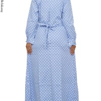 GM-1955 Baju Gamis Muslim Bahan Katun Stretch Motif Polka