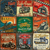 Jual hiasan dinding poster kayu dekorasi rumah cafe motor klasik vintage Murah