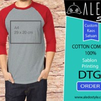 raglan 3/4 custom misty merah/ kaos custom/ print dtg sedang (a4)