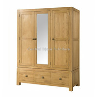 Lemari Pakaian 3 Pintu Kaca Almari Fairfield Kayu Jati Furniture