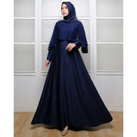 Jual Gamis BALOTELI CAPE BRUKAT NAVY / DRESS MUSLIM BAJU GAMIS MEWAH PESTA Murah