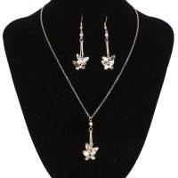 Perhiasan set anting dan kalung emas model kupu-kupu