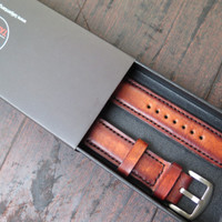 20mm, 22mm, 24mm Classican Dark Brown Handmade Leather Strap Tali Jam