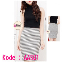 501 Rok Span Garis Garis / Rok Span Hitam Putih / Rok kantor Murah MU
