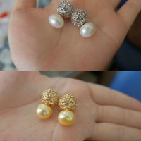 Anting tusuk dior mutiara air tawar asli lombok