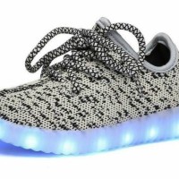 Sepatu walker anak import kets abu leopard tali elegan ada lampu LED